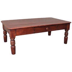 Antique Early 19thc New England Pine Coffee Table W/ Drawer