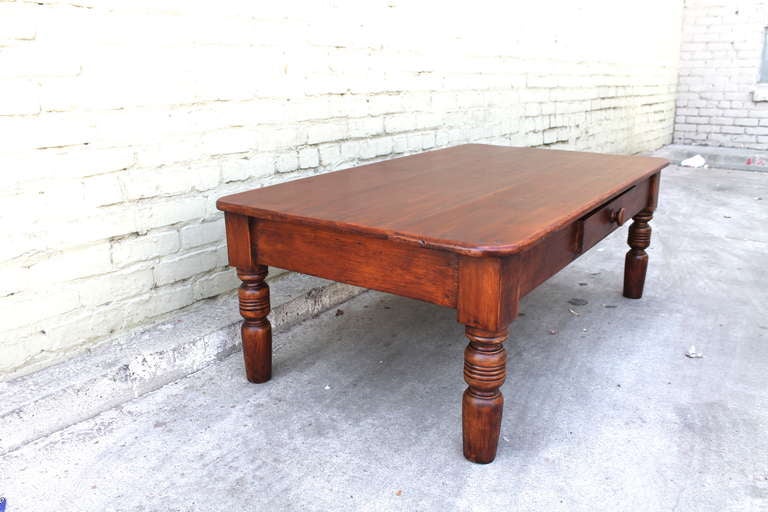 19th Century Early 19thc New England Pine Coffee Table W/ Drawer