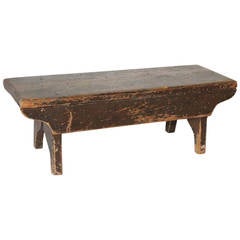 19th Century Early Original Brown Painted Bench