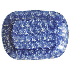 19th Century Monumental Sponge Ware Turkey Platter 6