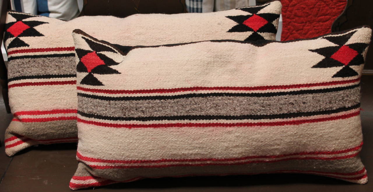 American Pair of Navajo Saddle Blanket Pillows