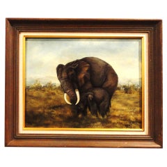 Amazing Oil Painting of Elephants and Zebras In Frame