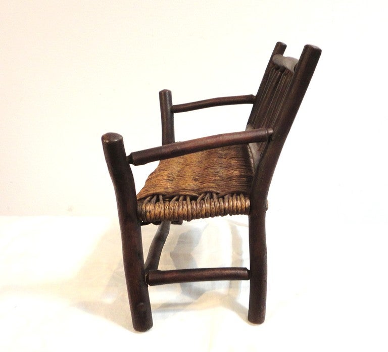 Adirondack Salesman Sample Old Hickory Settee W/ Original Woven Seat