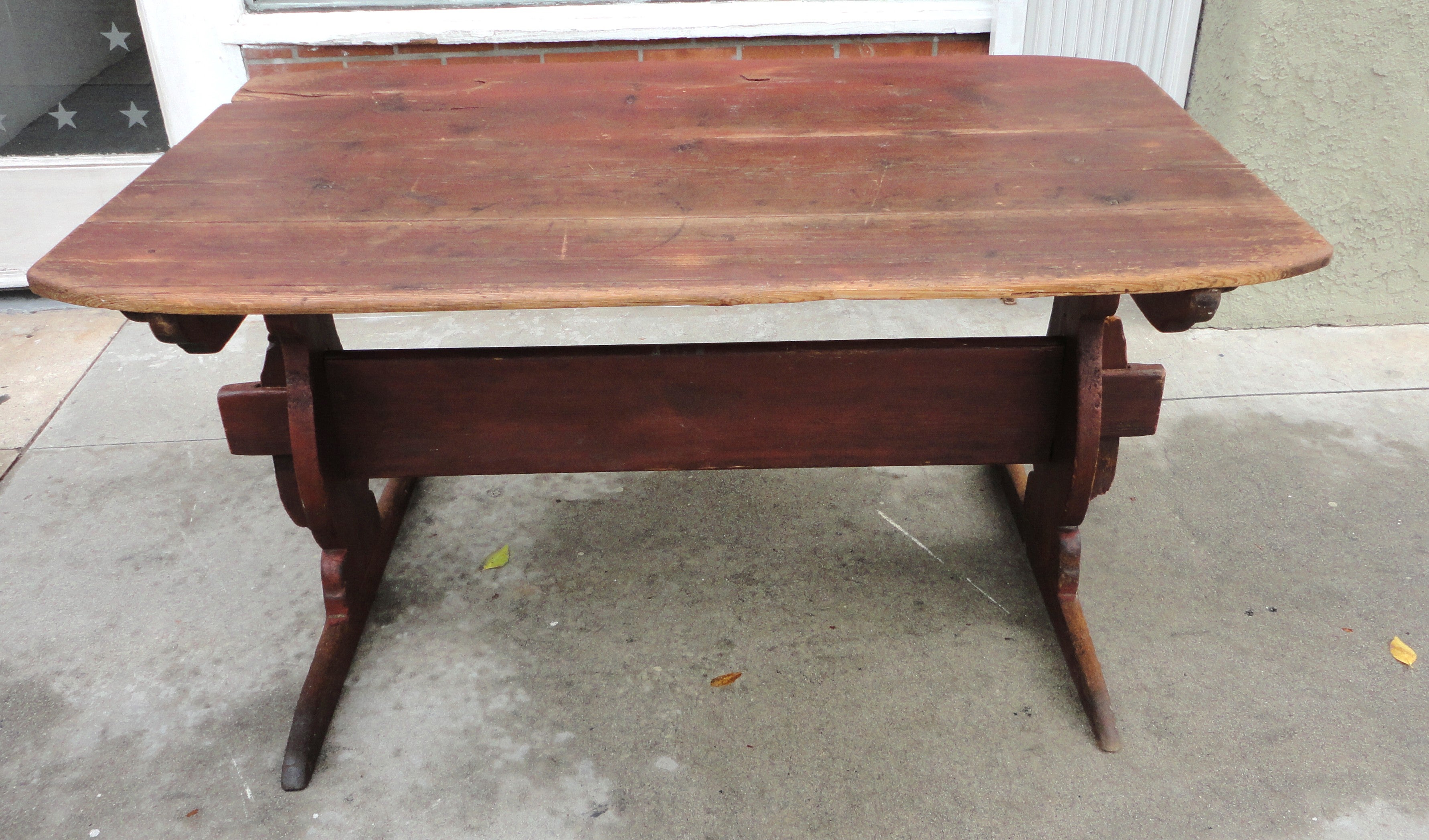 Fantastic 18thc Original Red Painted Hutch Table