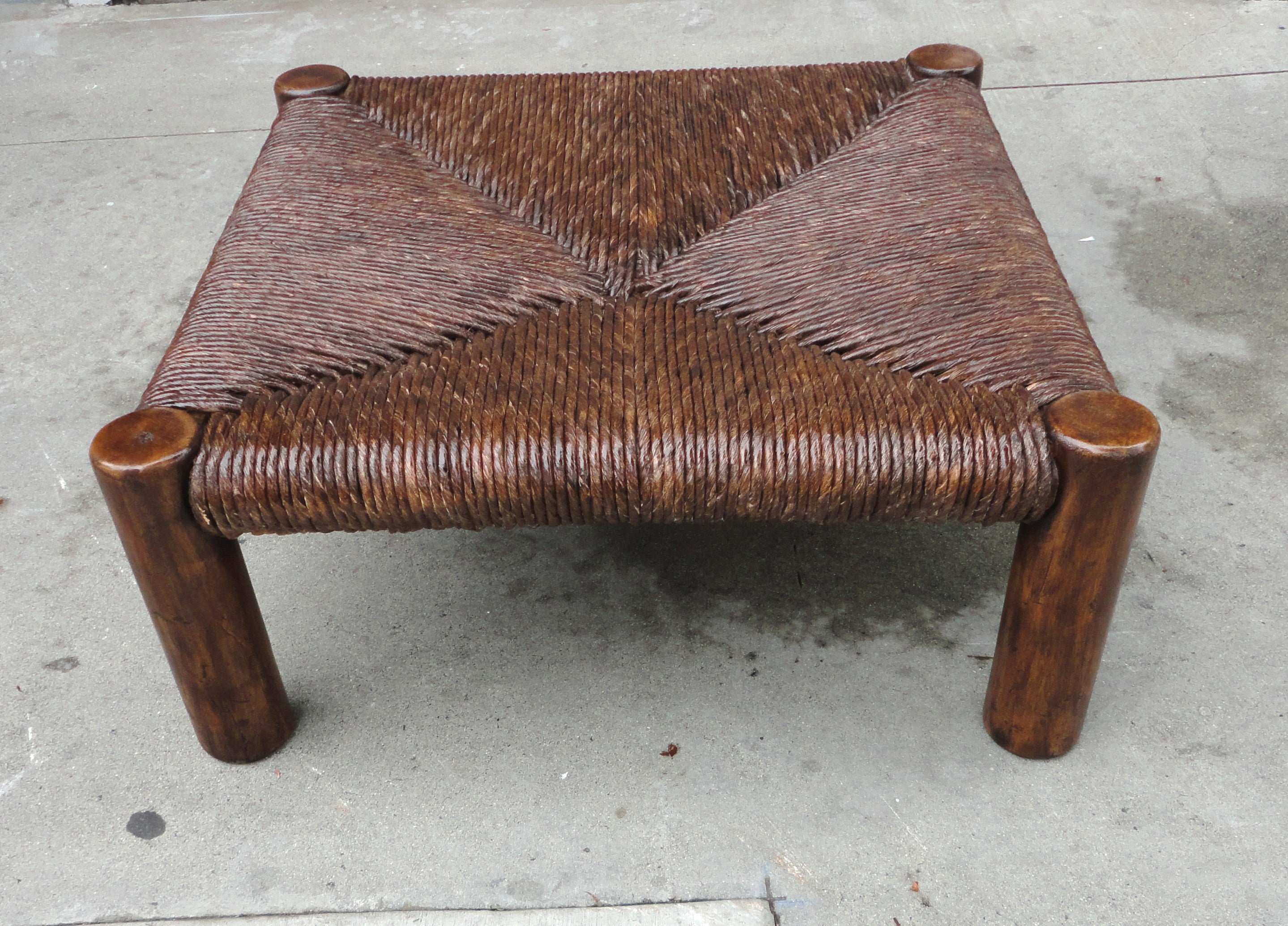 Monumental Hand Made Ottoman With Hand Woven Seat
