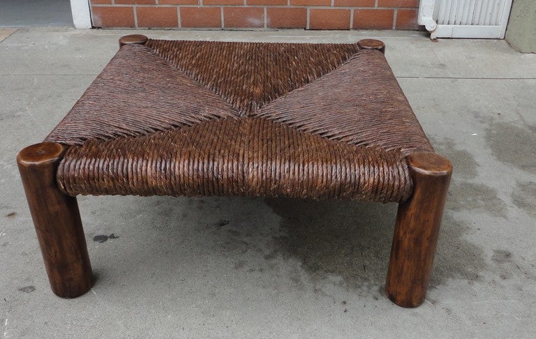 Amazing large hickory oversize ottoman with the original woven straw seat in fantastic condition.This wonderful ottoman works well with leather or natural wood finishes .It would be great in a rustic atmosphere with old hickory or painted
