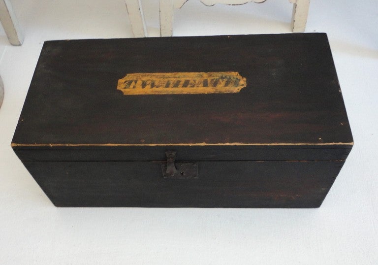 Hand-Painted 19thc Original Painted  Document Box Signed 