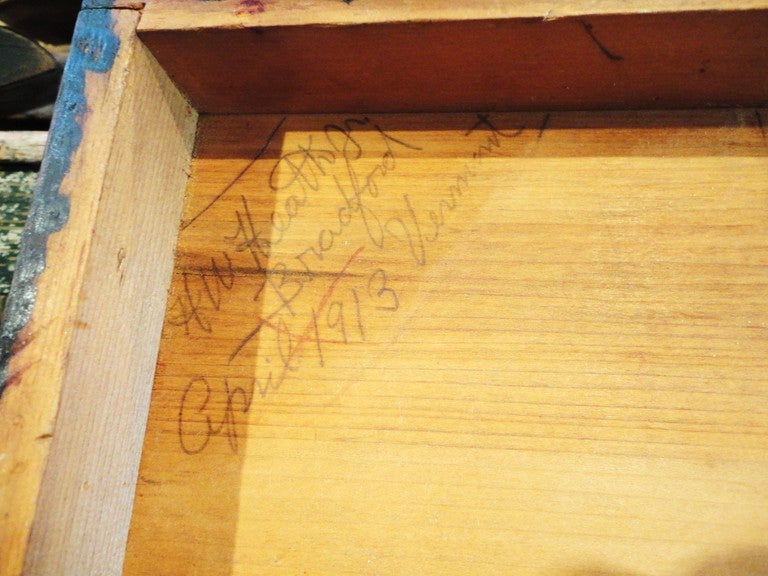 19thc Original Painted  Document Box Signed 