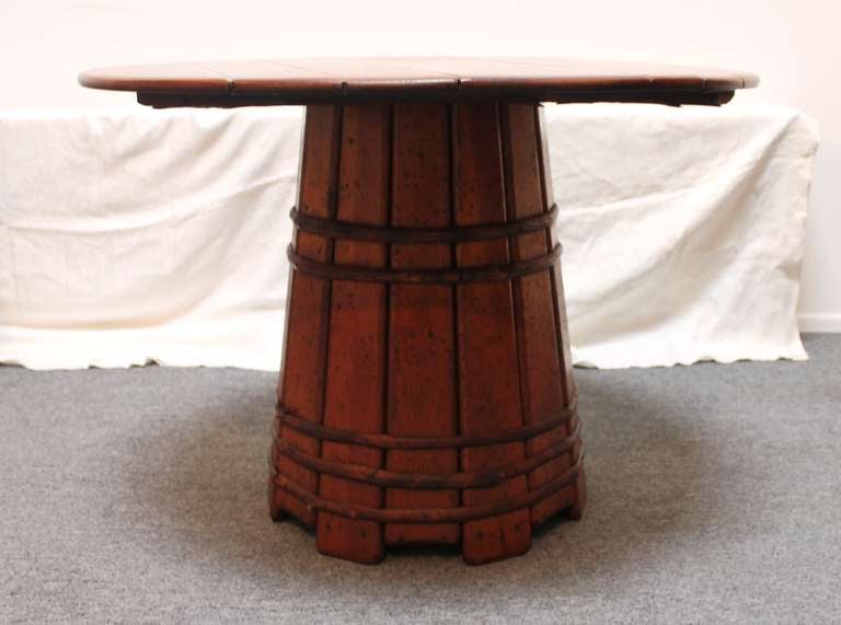 American Old Hickory Barrel Based Dining Set with Four Loom Back Chairs