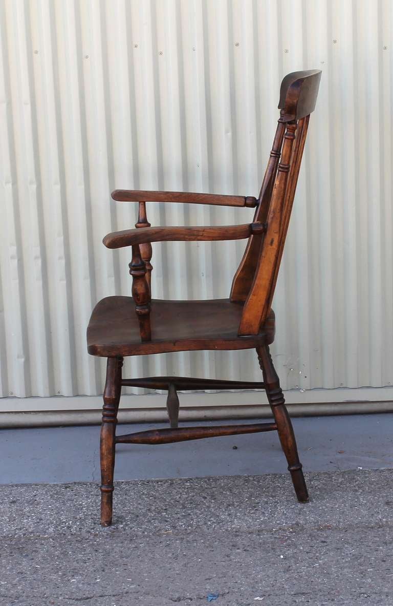 19th Century 19thc English High Back Arm Chair For Sale
