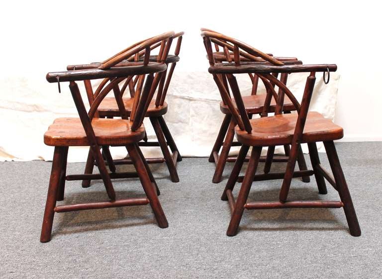 Old Hickory Barrel Based Dining Set with Four Loom Back Chairs 2