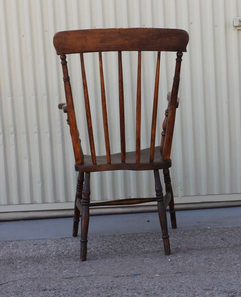 Walnut 19thc English High Back Arm Chair For Sale
