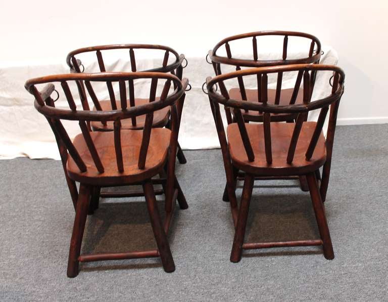 Old Hickory Barrel Based Dining Set with Four Loom Back Chairs 3