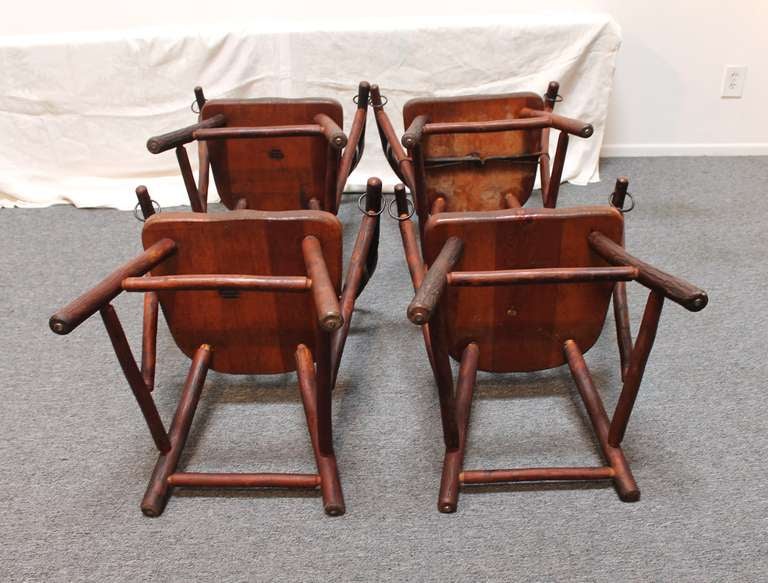 Old Hickory Barrel Based Dining Set with Four Loom Back Chairs 4