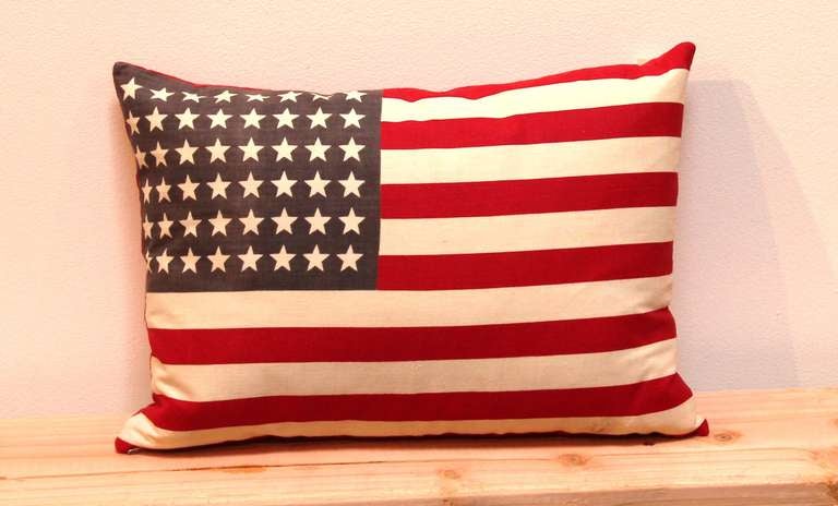 American 48 Star Parade Flag Pillows with Linen Backing