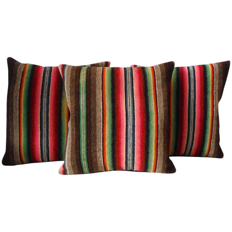 Mexican Serape Colorful Weaving Pillows at 1stDibs