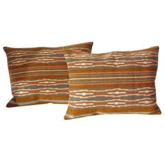 Pair of Geometric Navajo Indian Weaving Bolster Pillows 