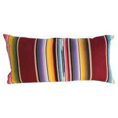 Vintage Mexican Serape Wool Bolster Pillow