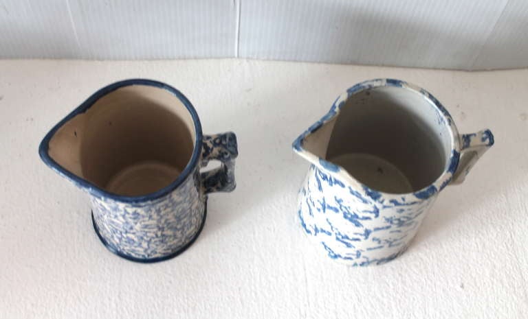 American Two Amazing 19th Century Design Sponge Ware Pitchers For Sale