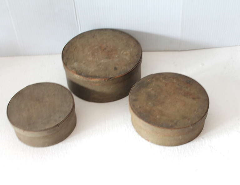 19th Century 19thc Original Putty Painted Graduated  Pantry Boxes