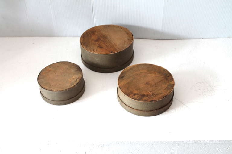 19thc Original Putty Painted Graduated  Pantry Boxes 1