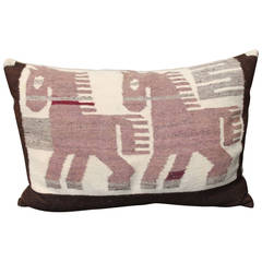 Pictorial Mexican Indian Bolster Pillow with Horses 12