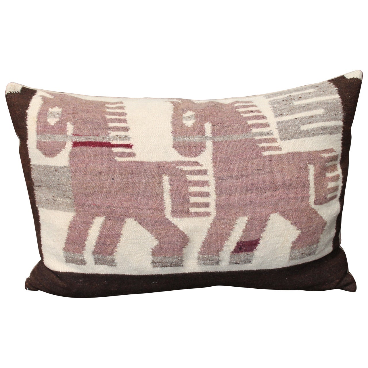 Pictorial Mexican Indian Bolster Pillow with Horses