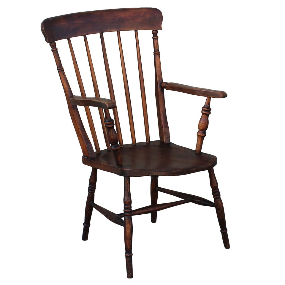 19thc English High Back Arm Chair For Sale
