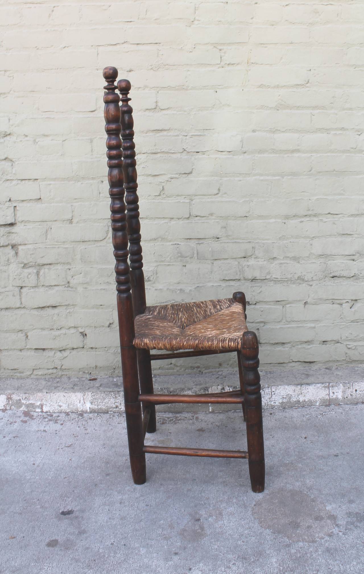 American Colonial Early 18th Century New England Ladder Back Side Chair