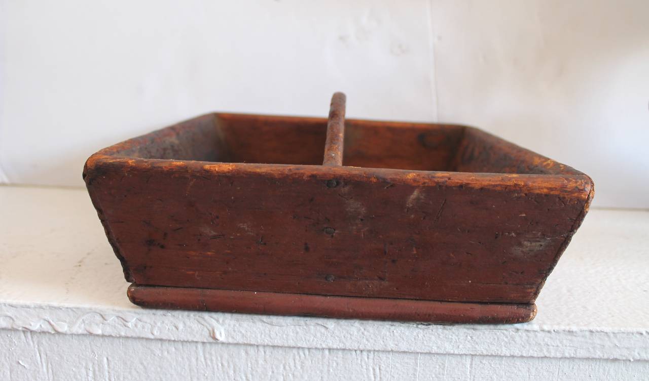 19th Century Original Red Painted Cutlery Carrier 1