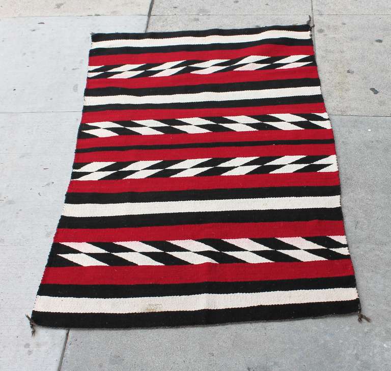 American Navajo Indian Weaving in Chevron Pattern Rug