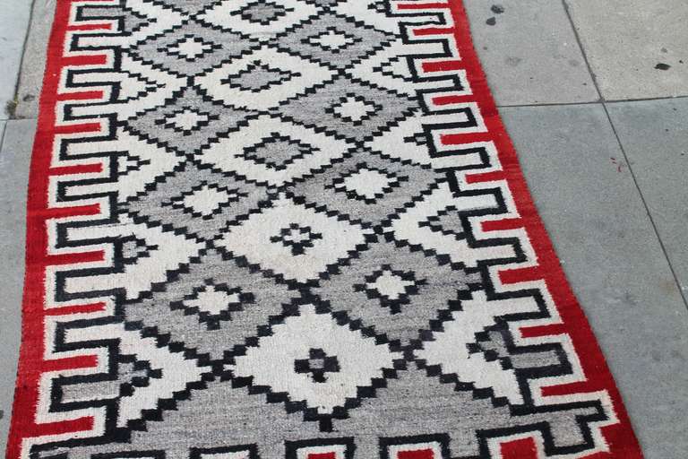 Woven Rare Navajo Indian Weaving  Geometric Runner Rug