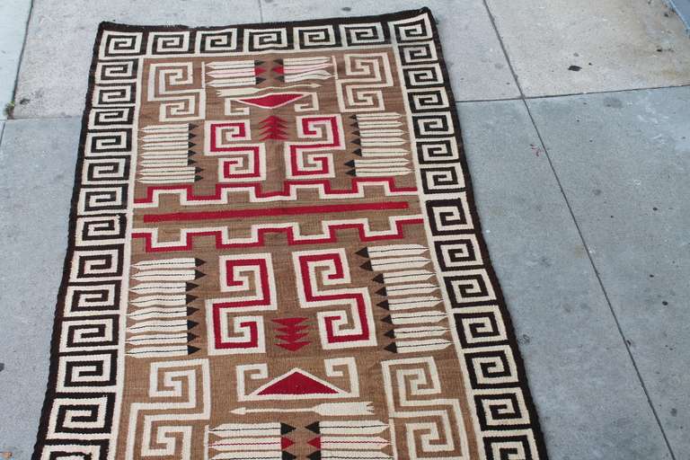 Woven Early 20th Century Navajo Indian Weaving Rug