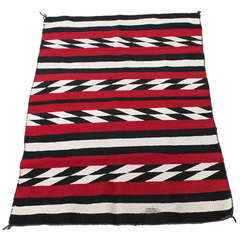 Antique Navajo Indian Weaving in Chevron Pattern Rug