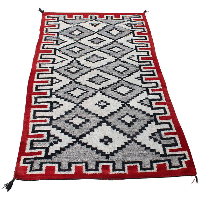 Rare Navajo Indian Weaving Geometric Runner Rug at 1stDibs