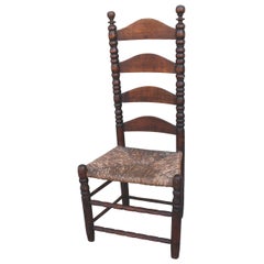 Early 18th Century New England Ladder Back Side Chair