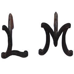 19th Century L M Letters or Andirons