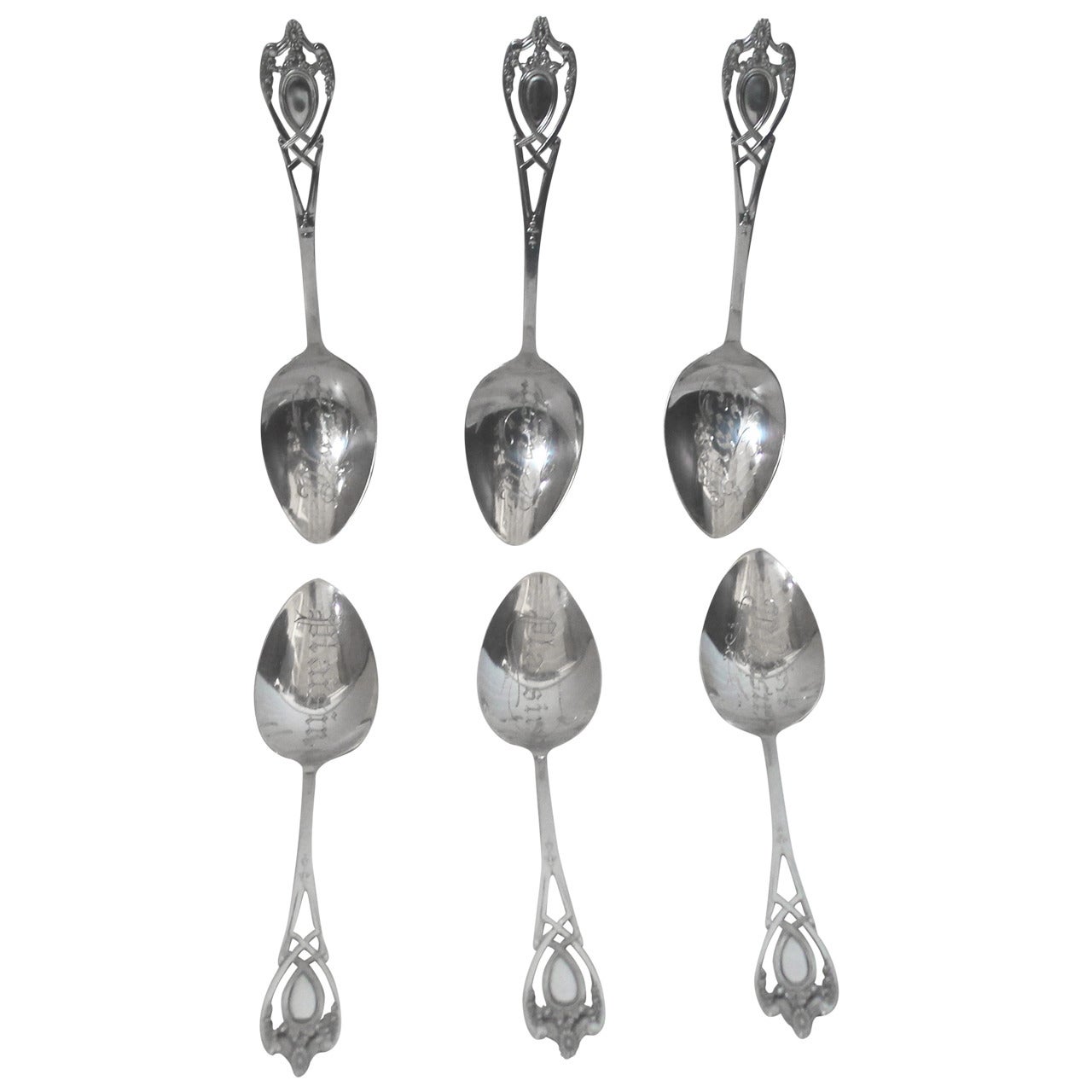 Ensemble de six cuillères à thé en argent sterling Gorham du 19e siècle