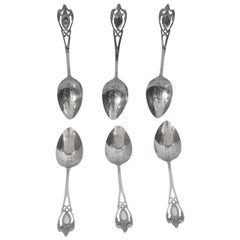 Antique Set of Six 19th Century Gorham Sterling Silver Tea Spoons