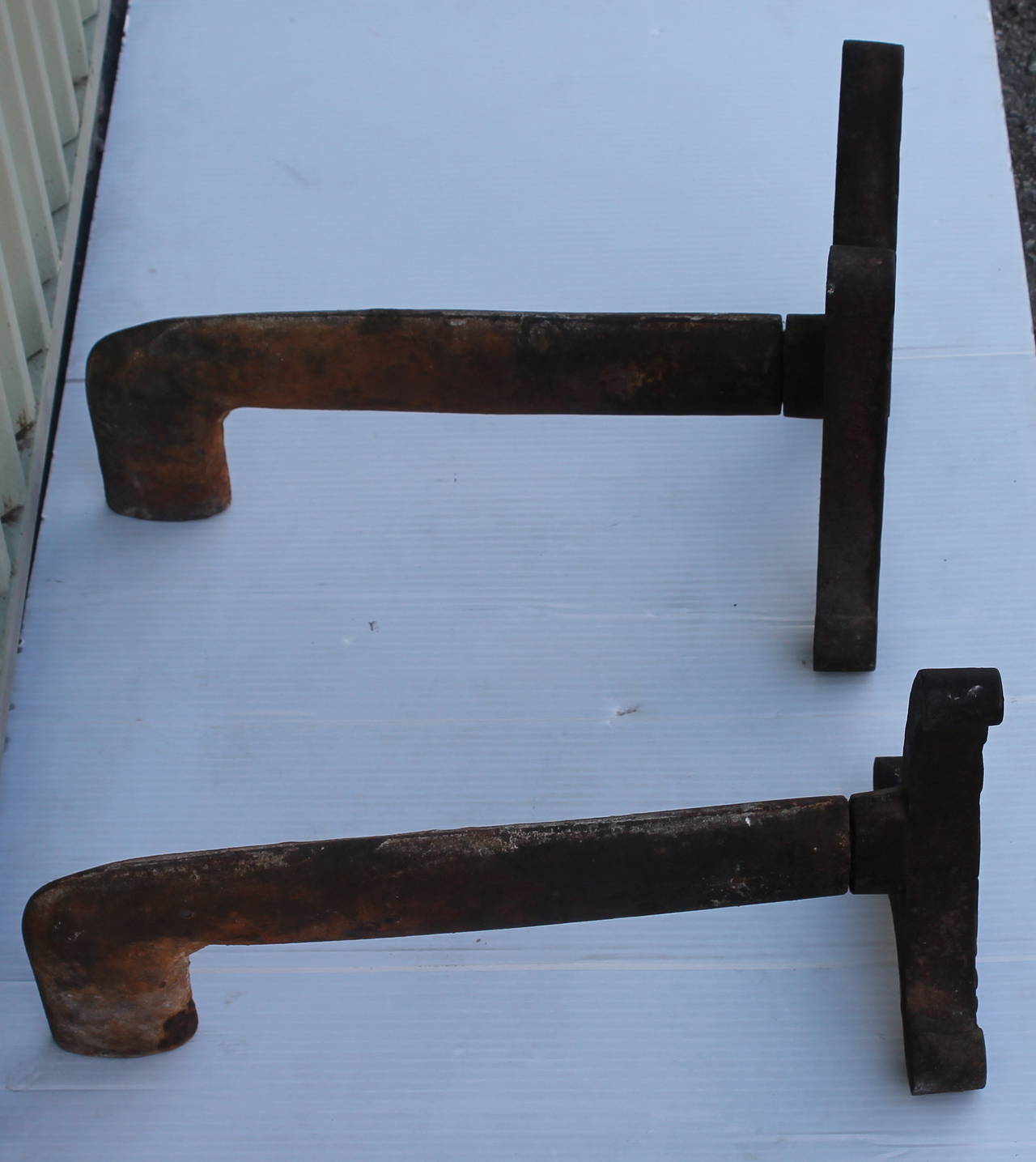 19th Century L M Letters or Andirons In Distressed Condition In Los Angeles, CA