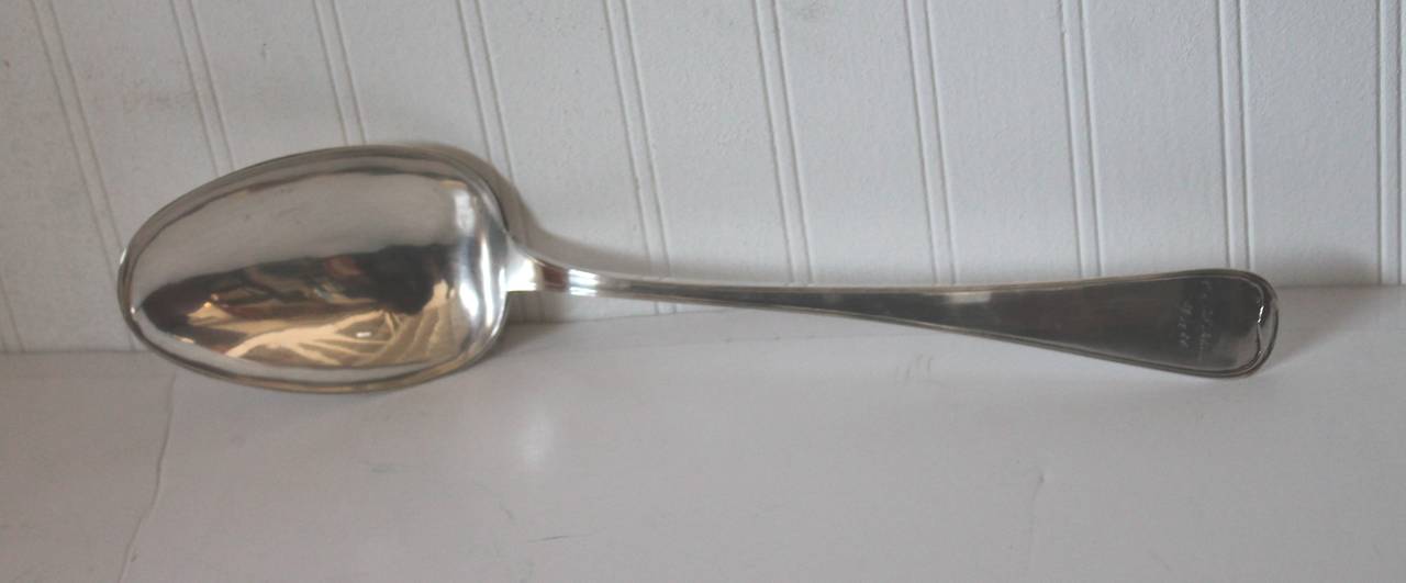 Monumental 19th Century Norwegian Sterling Silver Serving Spoon 1