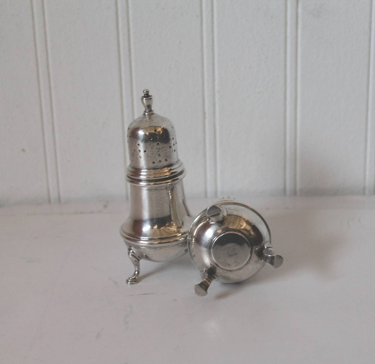 Hand-Crafted Three Pairs of Sterling Silver Salt and Pepper Shakers For Sale