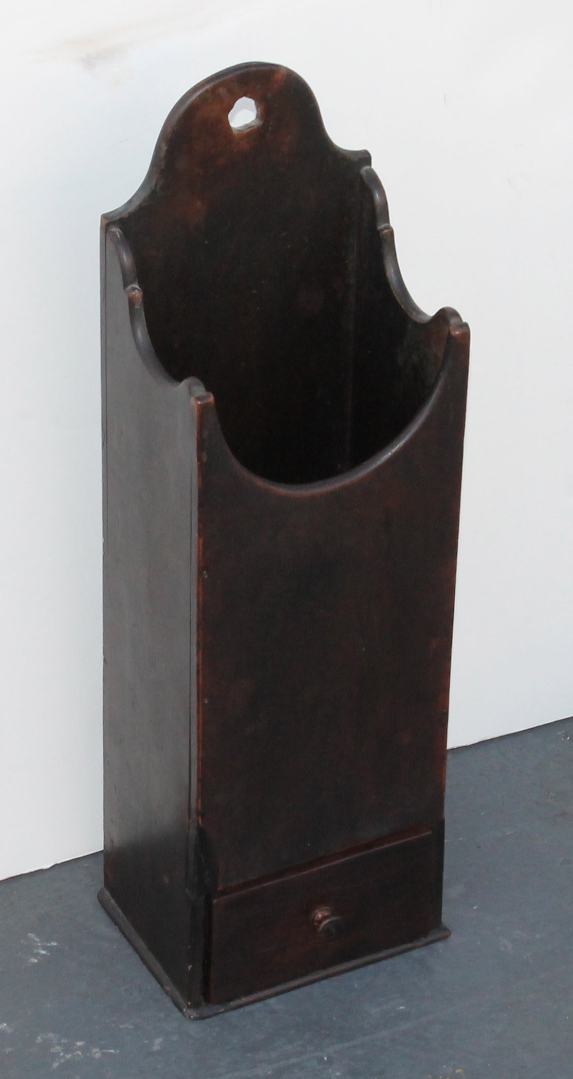 American Early 19th Century New England Painted Walnut Pipe Wall Box