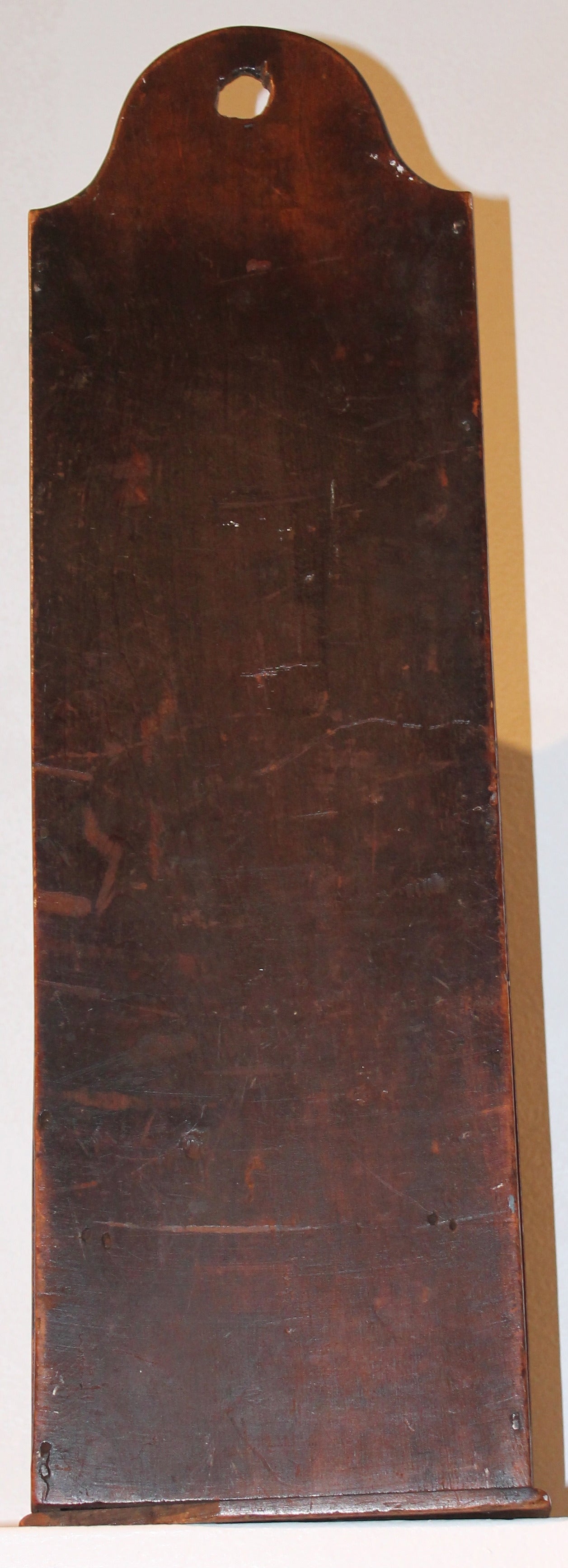 Patinated Early 19th Century New England Painted Walnut Pipe Wall Box
