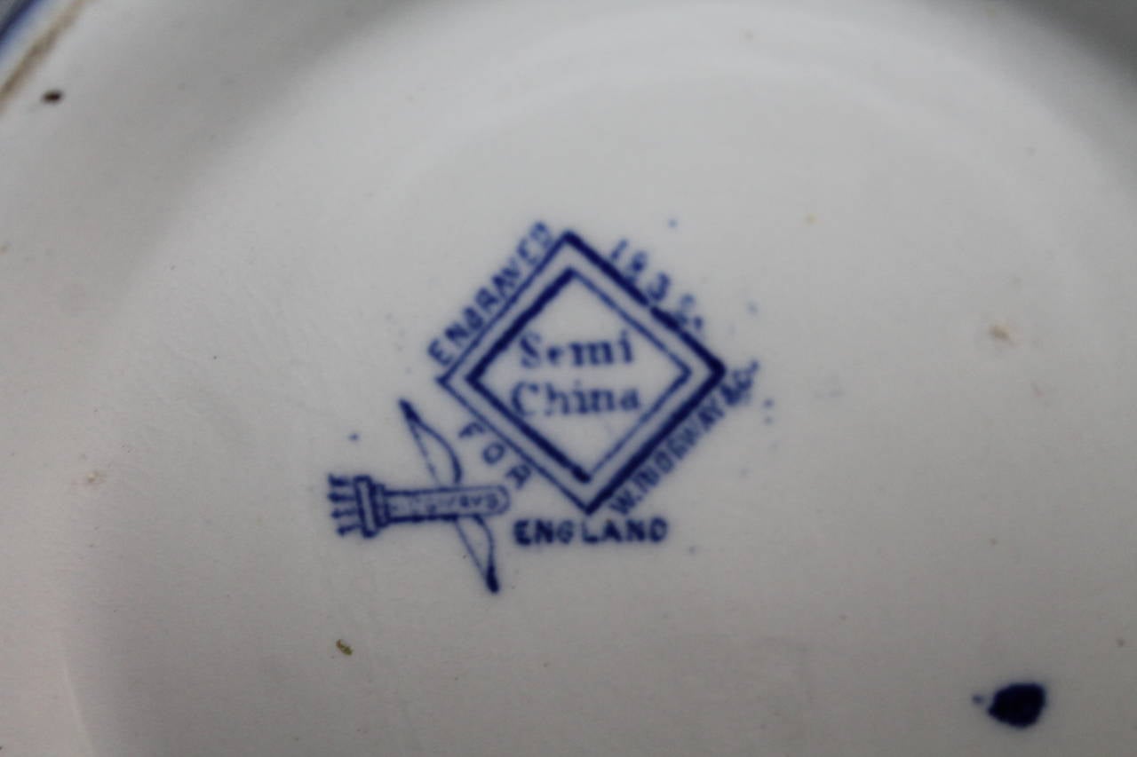 Folk Art 19th Century Ridgway Blue Willow Serving Bowl