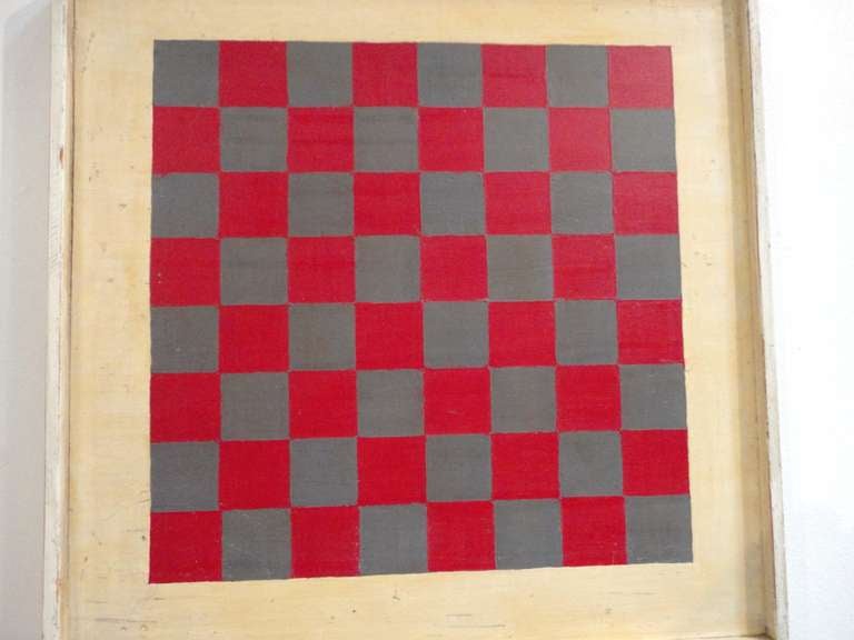 Mid-20th Century Reversible Original Painted  20thc Parcheesi /Checker Game Board