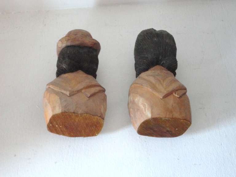  Pair Of Folk Hand Carved & Painted Indians -Signed J.I.Lizio For Sale 3