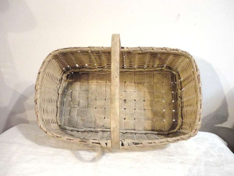 American 19th Century Original Buttermilk Painted Basket