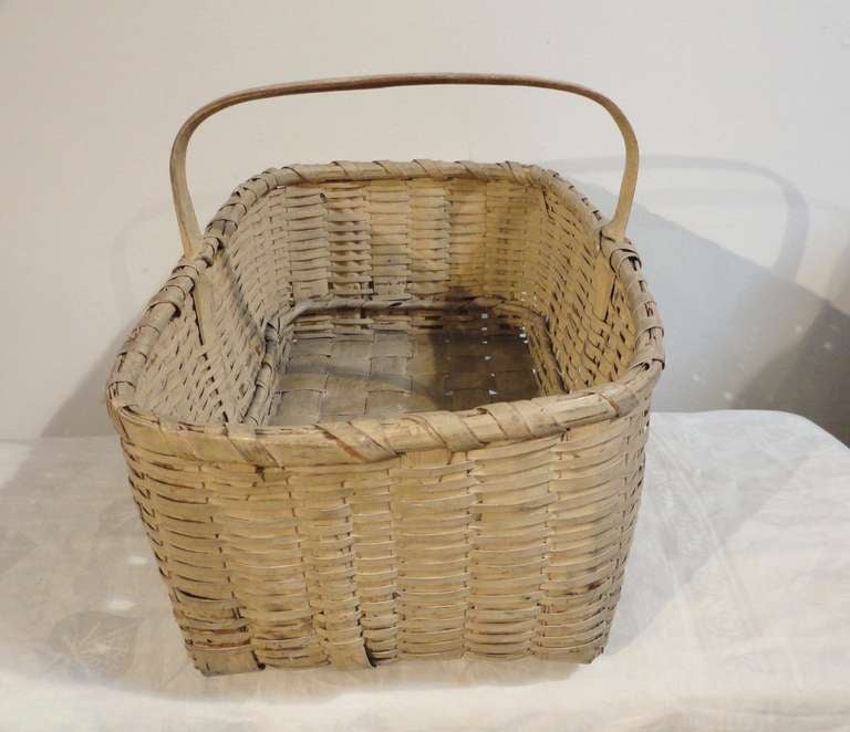 19th Century Original Buttermilk Painted Basket 1