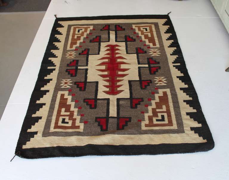 American Early Navajo Indian Weaving In Vibrant Geometric Patterns